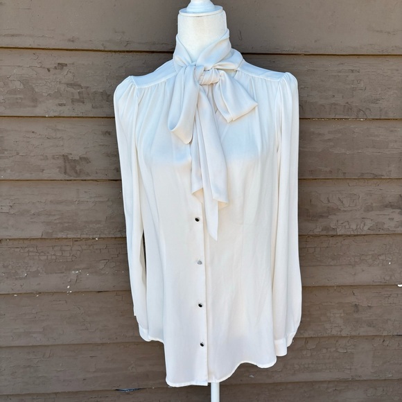 WHBM cream blouse with bow - Picture 2 of 8